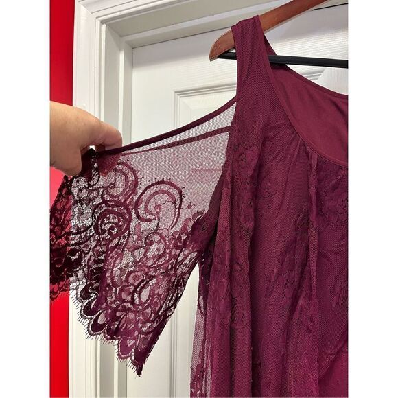 Torrid Burgundy Lace Cold Shoulder Trapeze Midi Dress sz 3X NWT - Picture 5 of 10